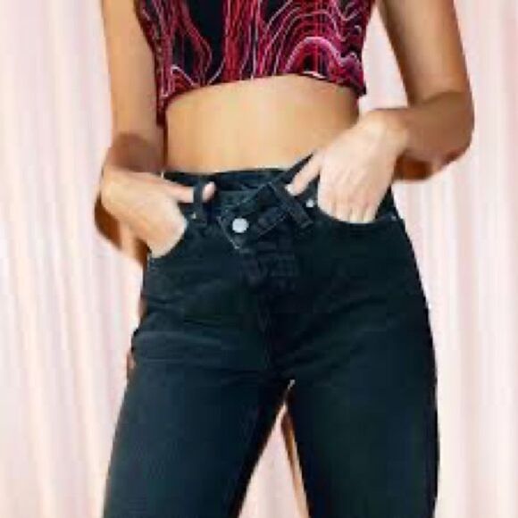 NWT REVICE LA Crossover 90’s Baby Joey Black Wash Jeans Sz Womens 23 - Picture 2 of 9